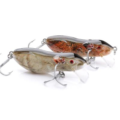 China ABS Topwater Rat Mouse Hard Plastic Fishing Lure Bass Bait Crankbait Artificial Hard For Luring Floating Fish With 2 Treble Hook for sale