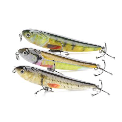 China Vivid Fish Action VTAVTA 2.76 Inch 6g Artificial Plastic 3d Swimming Hard Topwater Printing Fish Lure Pencil Bait Walk Dog Lure for sale