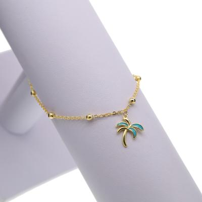 China Wholesale Silver Color Women Lady Tree Charm Anklet Chain Gold Casual/Sporty Jewelry Design Summer Promotion Pearl Chain for sale