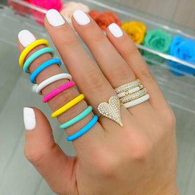 China New Trendy Fashion Multicolor Stackable Handmade Enamel Rainbow Colorful Ring for sale