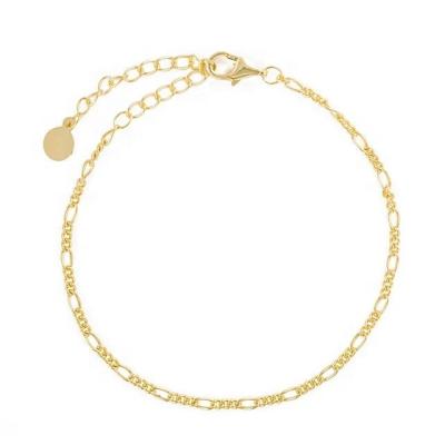 China Trendy Simple CZ Link Chain Bracelet 925 Sterling Silver Gold Plated Delicacy Jewelry For Women for sale