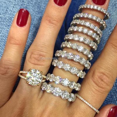 China FASHIONABLE 100% 925 Sterling Silver Large AAA Zircon Full Prong Setting CZ Band Engagement Eternity Ring for sale