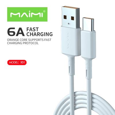 China 1M Length Maimi X51 6A Fast Charging USB Cable For Type-C Micro USB Charger HUAWEI iPhone Smartphone Lightning Fast Cable 1.2M for sale