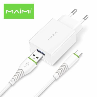 China Lightning Fast QC2.0 T13 Maimi USB Charger Cable Travel Kit Wall Charger Adapter 2.1A Type C/Lightning Cable for sale