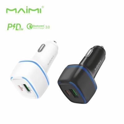 China China-chic New Maimi CC119 Multi-port USB Type C PD+QC Fast Car Charger Mini Car Charger Adapter Smart With LED Lights for sale