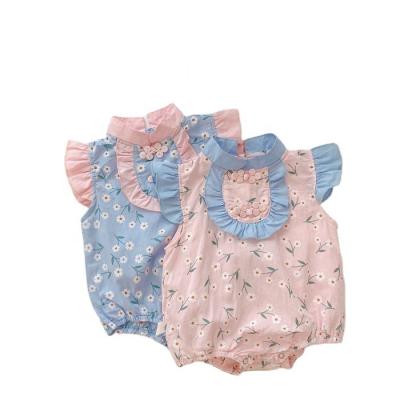 China 2021 Summer New Design Infants Baby Sleeveless Floral Print Rompers Overalls for sale