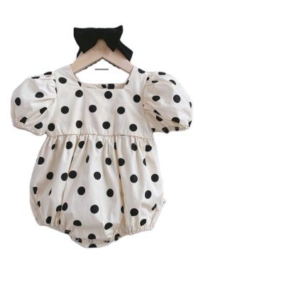 China Lantern sleeve overalls 2021 Korean new style babies breath sleeve polka dot cute newborn overalls for sale