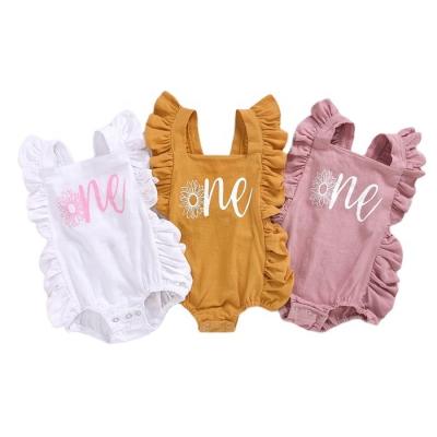 China Print Sleeveless Romper Letter Print Sleeveless Romper Babies Equipment Playsuit Infant Summer Backless Jumpsuit for sale