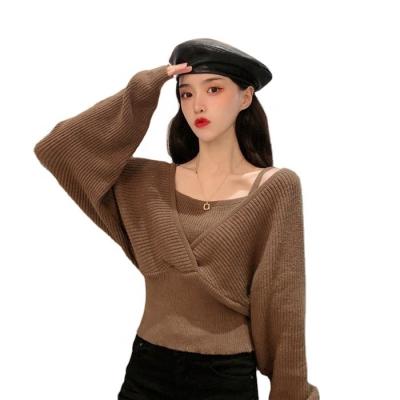 China Anti-wrinkle autumn winter ladies solid color knitwear off the shoulder sweater sexy colder sweater for sale