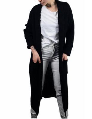 China Spring Autumn Long Sleeves Knitwear Anti-Wrinkle Cardigan Drop Fisherman Oversized Cardigan Long Shoulder Sweater Cardigan Black for sale