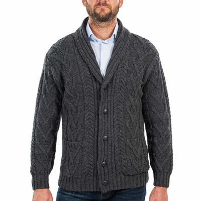 China Anti-wrinkle Mens Cable Knit Shawl-Collar Cardigan for sale