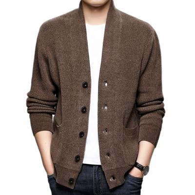 China Anti-Wrinkle Men's Plain Casual Long Sleeve Single Breasted Blazer Jacket Knitwear Cardigan for sale