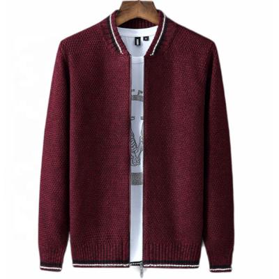 China 2021 Anti-Wrinkle Mens Fashion Zipper Collar Solid Color Cardigan Men Plus Size Sweater Jackets for sale