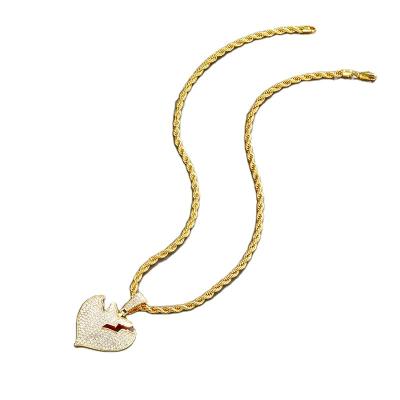 China Other Very Good Hot Sale Advanced Modern Broken Heart Love Heart Necklace Pendant Necklace for sale