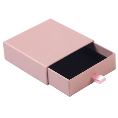 China Recyclable Custom High Quality Drawer Box Jewelry Package Box Slip In Pink Color Packaging Box for sale