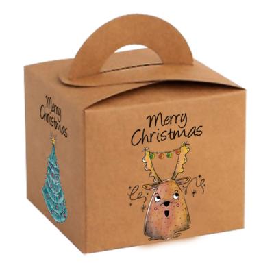 China Recyclable Christmas Candy Gift Paper Christmas Eve Box For Paper Eco Brown Color Kraft Paper Package Box for sale