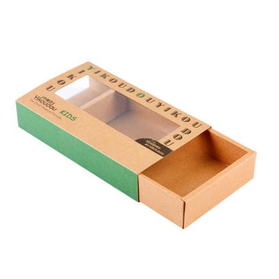 China Wholesale Recyclable Premium Recycled Drawer Underwear Shoe Sock Storage Packaging Brown Kraft Paper Boxes With Window for sale