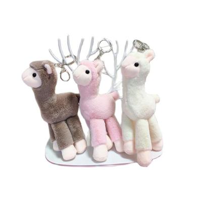 China New 18cm Wholesale Cotton Cartoon Leggy Alpaca Head Chain Doll Animal Stuffed Pendants For Kids Gifts for sale