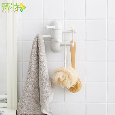 China Fante White Wall Mounted Bathroom Stocked Magic Plastic Hook With 5 Rotatable Hooks for sale