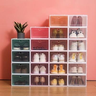 China 2022 Amazon Shopify Hot Selling PP Shoe Storage Transparent Collated Stackable Clear Plastic Organizer Firmly Folding Box Amazon Shopify for sale