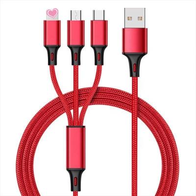 China Luxury Led Magnetic 3 in 1 USB Charging Cable for iPhone 12 for Huawei P40 for Oppo for sale