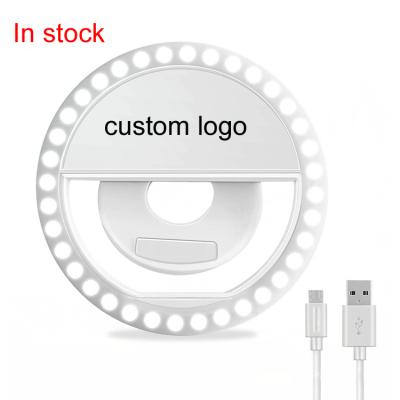 China Adjustable Brightness Custom Logo 36 Led Flash Ring Beauty LED Selfie Light for sale