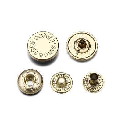 China DFA Viable Button With Custom Logo Brand Logo Zinc Alloy Gold Metal Snap Fastener Button For Clothing for sale