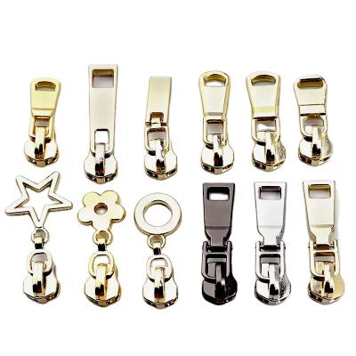 China Wholesale Custom Metal Pattern Zipper Auto Lock Zipper Slider Zipper Pull Head For Bag Nickel Free for sale