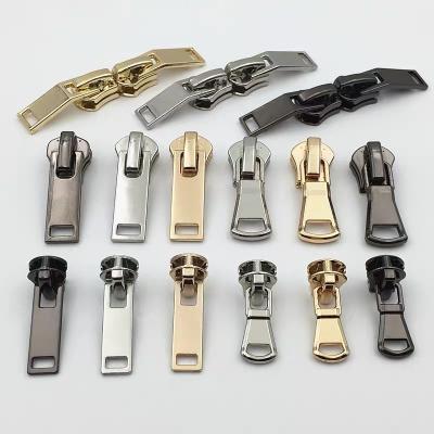 China DFA Shape Metal Zipper Pullers Nickel Free Custom Zipper Head For Bag / Clothing / Boots for sale