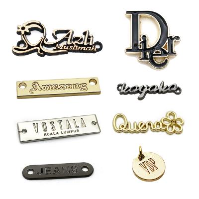 China Other DFA Brand High Quality Custom Letter Engraved Metal Logo Garment Plate Labels For Apparel for sale