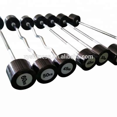 China Straight Set Weight Bar Urethane Rubber or PU Workout PU Fixed Barbells for sale