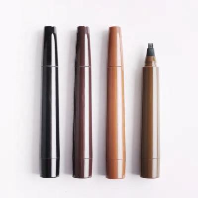 China Liquid Eyebrow Enhancer FO Private Label Cosmetics Eyebrow Pencil Fork Eyebrow Tip Tattoo Waterproof Pen 4 Head Waterproof Sketch for sale