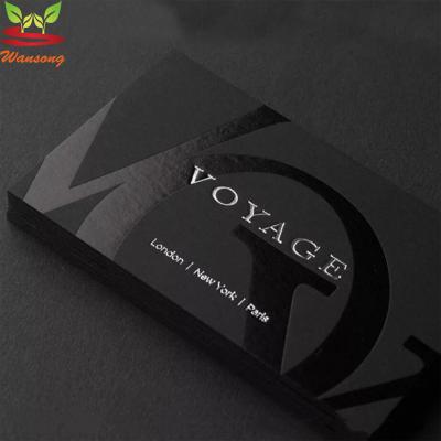 China paper & Luxury Custom Cardboard Square Embossed UV Stamping Matte Black Business Card Business Card , Color Paper Business Cards for sale