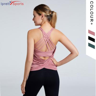 China IprettySports Women Breathable Hot Yoga Clothes Fitness Gym Wear Racerback Sports Bra Crop Tank Tops for sale