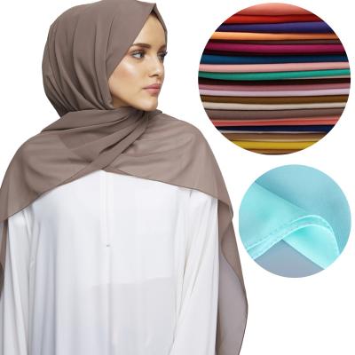 China Latest Islamic Clothing Factory Price Wholesale Pure Color Fasion Women 90 Colors Plain Soft Bubble Chiffon Long Scarf Muslim Head Hijabs for sale