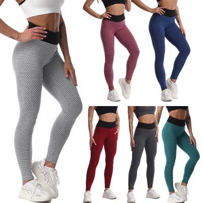 China Custom Logo 2021 Breathable Stocked Waist Solid High Fitness Slimming Sport Women Gaiters Tiktok Yoga Running Pants for sale