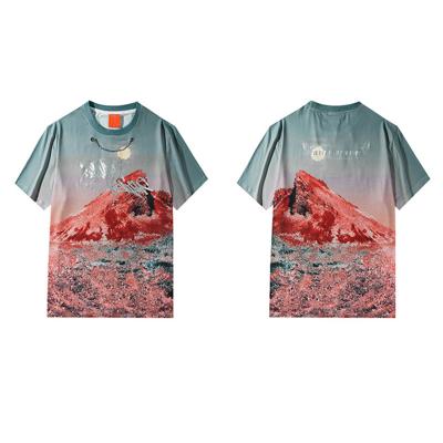 China New breathable summer gradient tie-dye short-sleeved men and women's T-shirts loose hip-hop couples half-sleeved T-shirts couples T-shirt for sale