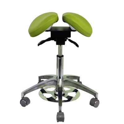 China Beauty Salon Comfortable chair Green Micro Fiber dentist stool Saddel Shape Dentist Chair for sale