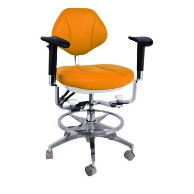 China Ergonomic Design Dental Assistant Chair 5 Universal Wheels Dentsit Stool With Double Armrest for sale