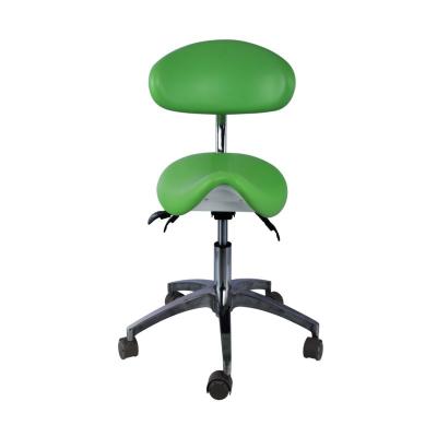 China 5 Universal Wheels Dentist Stool Green Color Metal Base Dentist Saddle Chair for sale