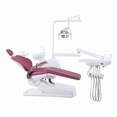 China Unidad de silla dental de cuero de diseño económico con bandeja de operación montada en el suelo en venta