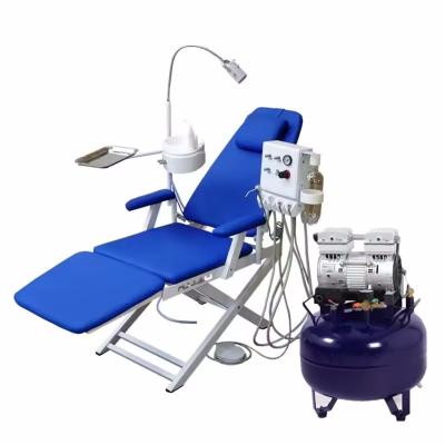 China Mobile Dental Clinic Foldable Portable Dental Chair Unit With Hanging Turbine Unit for sale