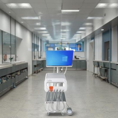 China 220V Mobile Dental Delivery Unit With Computer And Oral Camera Set Europe Standard Portable Dental Cart for sale