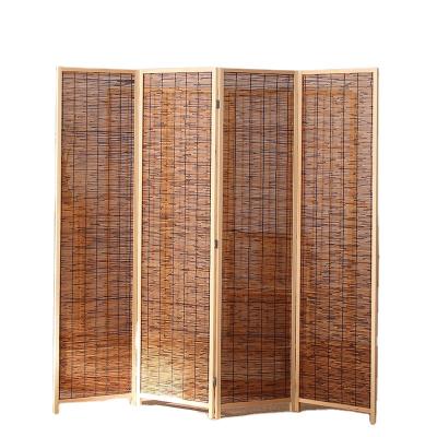 China Custom Wholesale Movable Partition Wall Soundproof Bamboo and Rattan CLASSIC Handcraft Room Divider for sale