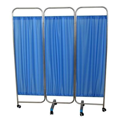 China Modern Hospital MN-PF002 Medical Ward Two Folding Movable Stainless Steel Bedside Screen for sale