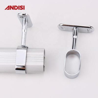 China Nickel Plated Wardrobe Tube Holder Support for Modern Design Style Closet Rod Bracket for sale