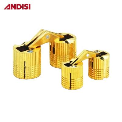 China Modern Design Style High End Brass Concealed Cylinder Solid Brass Hinges for Wooden Box for sale