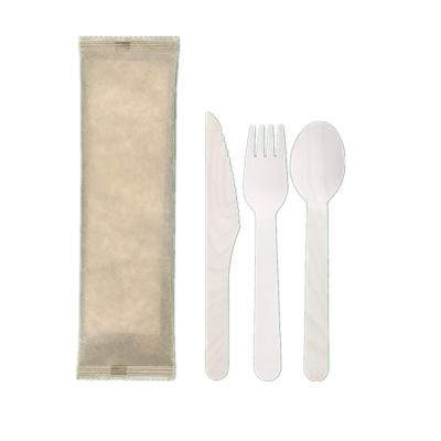 China Disposable Disposable Travel Cutlery Set Wooden Spoon Fork Knife With Napkin for sale