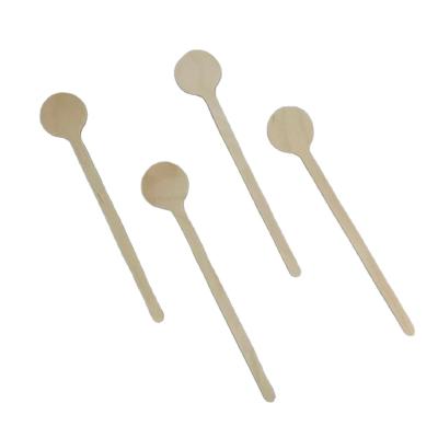 China Sustainable Disposable Birch Coffee Paddle Wooden Wooden Wooden Agitator Sticks Round Head Stirrer for sale