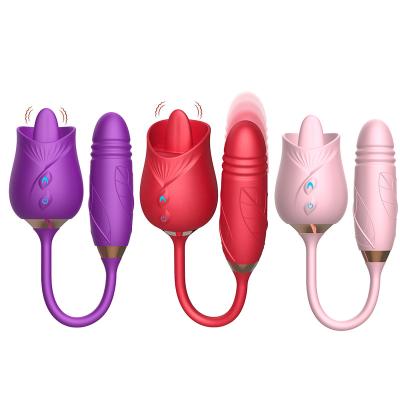 China Sex Rose Vibrator Tongue Toy For Silicone 10 Speeds Waterproof Sex Vibrator Oral Sex For Women for sale